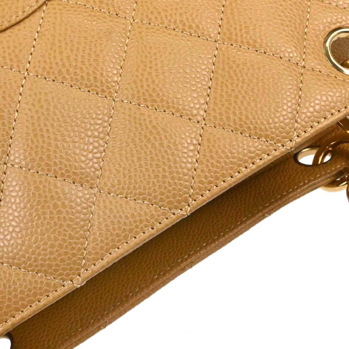 Chanel 2002-2003 Beige Caviar Skin Petite Timeless Tote PTT Chain Handbag
