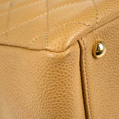 Chanel 2002-2003 Beige Caviar Skin Petite Timeless Tote PTT Chain Handbag