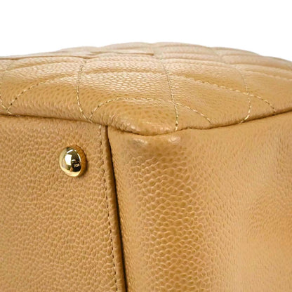 Chanel 2002-2003 Beige Caviar Skin Petite Timeless Tote PTT Chain Handbag