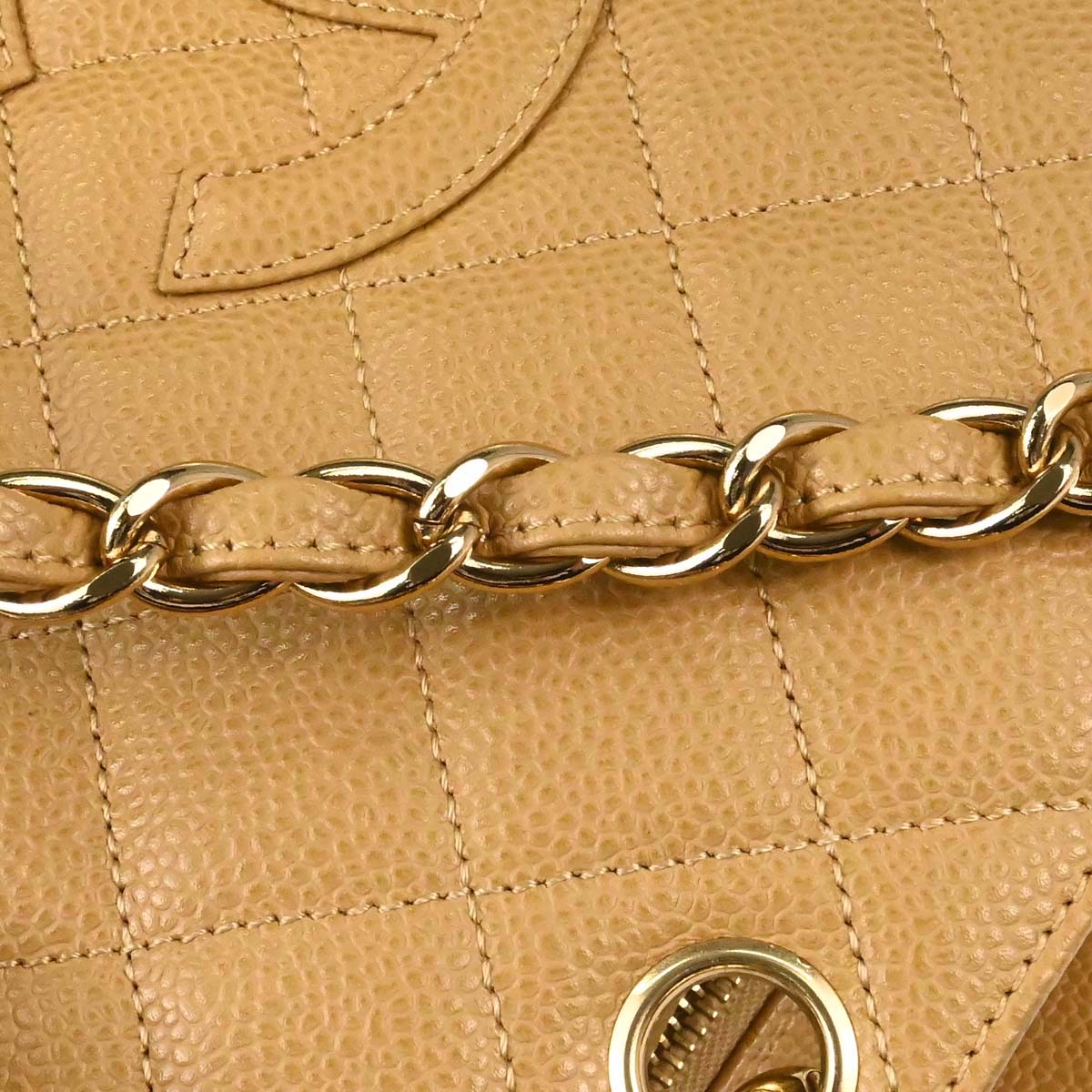 Chanel 2002-2003 Beige Caviar Skin Petite Timeless Tote PTT Chain Handbag