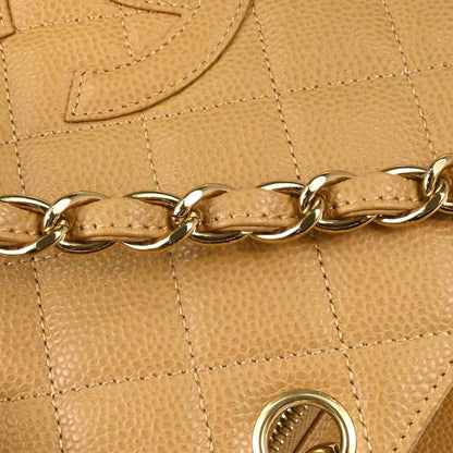 Chanel 2002-2003 Beige Caviar Skin Petite Timeless Tote PTT Chain Handbag