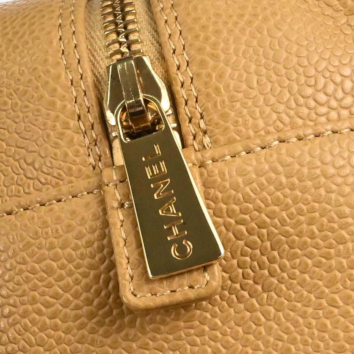 Chanel 2002-2003 Beige Caviar Skin Petite Timeless Tote PTT Chain Handbag
