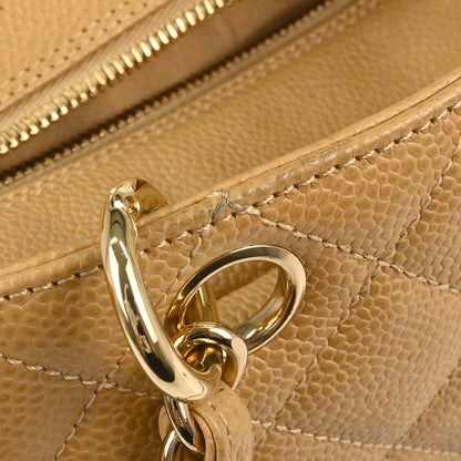 Chanel 2002-2003 Beige Caviar Skin Petite Timeless Tote PTT Chain Handbag