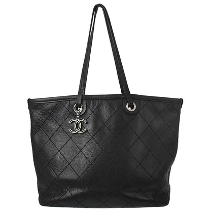 Chanel Black Caviar Skin On The Road Shopping Fever Tote Bag