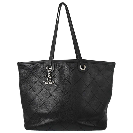 Chanel Black Caviar Skin On The Road Shopping Fever Tote Bag