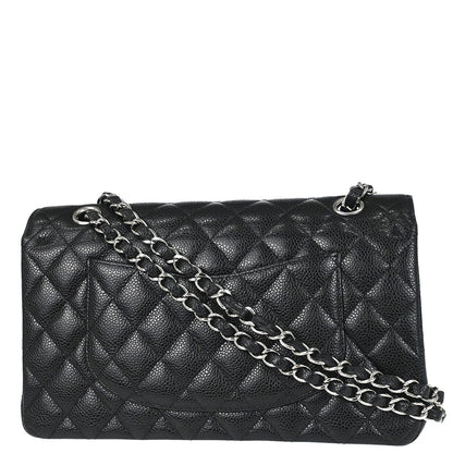 Chanel 2017-2018 Black Caviar Skin Medium Classic Double Flap Shoulder Bag