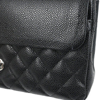 Chanel 2017-2018 Black Caviar Skin Medium Classic Double Flap Shoulder Bag