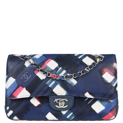 Chanel 2016-2017 Navy Lambskin Airline Medium Classic Double Flap Shoulder Bag