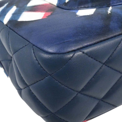 Chanel 2016-2017 Navy Lambskin Airline Medium Classic Double Flap Shoulder Bag