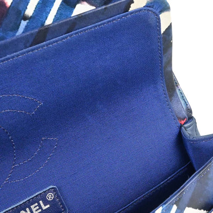 Chanel 2016-2017 Navy Lambskin Airline Medium Classic Double Flap Shoulder Bag