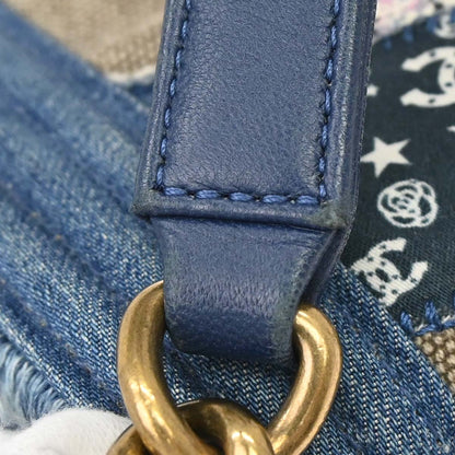 Boy Chanel 2014-2015 Blue Denim Patchwork Medium Chain Shoulder Bag