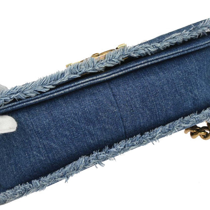 Boy Chanel 2014-2015 Blue Denim Patchwork Medium Chain Shoulder Bag