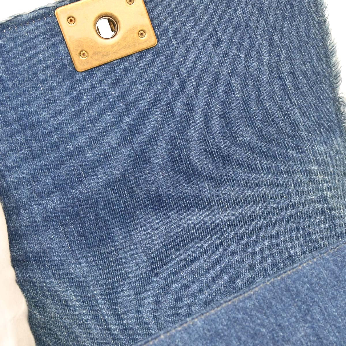 Boy Chanel 2014-2015 Blue Denim Patchwork Medium Chain Shoulder Bag