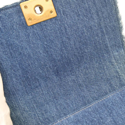 Boy Chanel 2014-2015 Blue Denim Patchwork Medium Chain Shoulder Bag