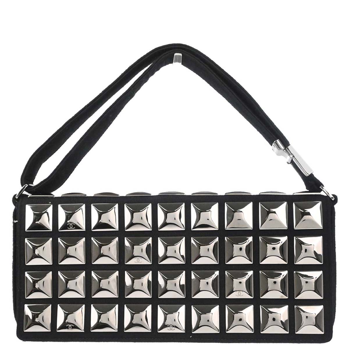 Chanel 2003-2004 Black Cotton Ice Cube Shoulder Bag
