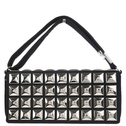 Chanel 2003-2004 Black Cotton Ice Cube Shoulder Bag
