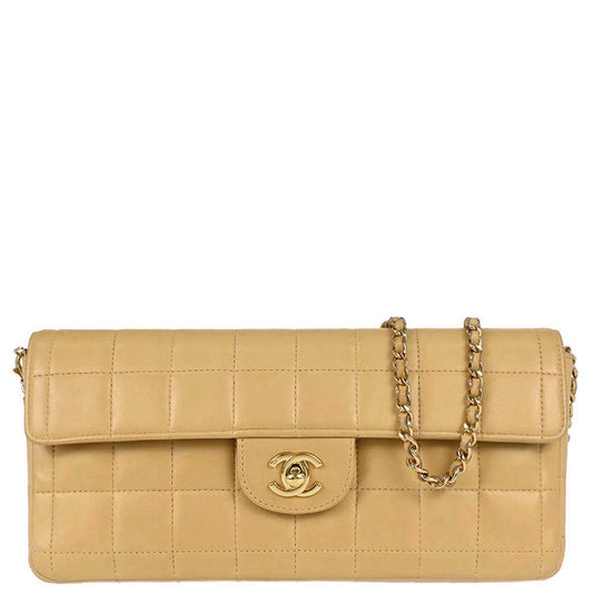 Chanel 2003-2004 Beige Lambskin Coco Bar East West Shoulder Bag