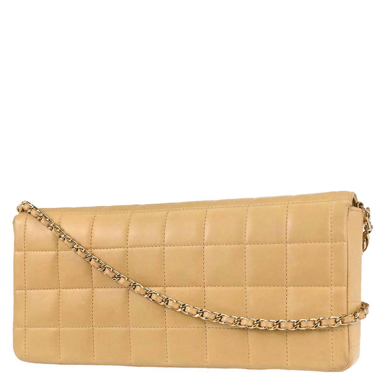 Chanel 2003-2004 Beige Lambskin Coco Bar East West Shoulder Bag