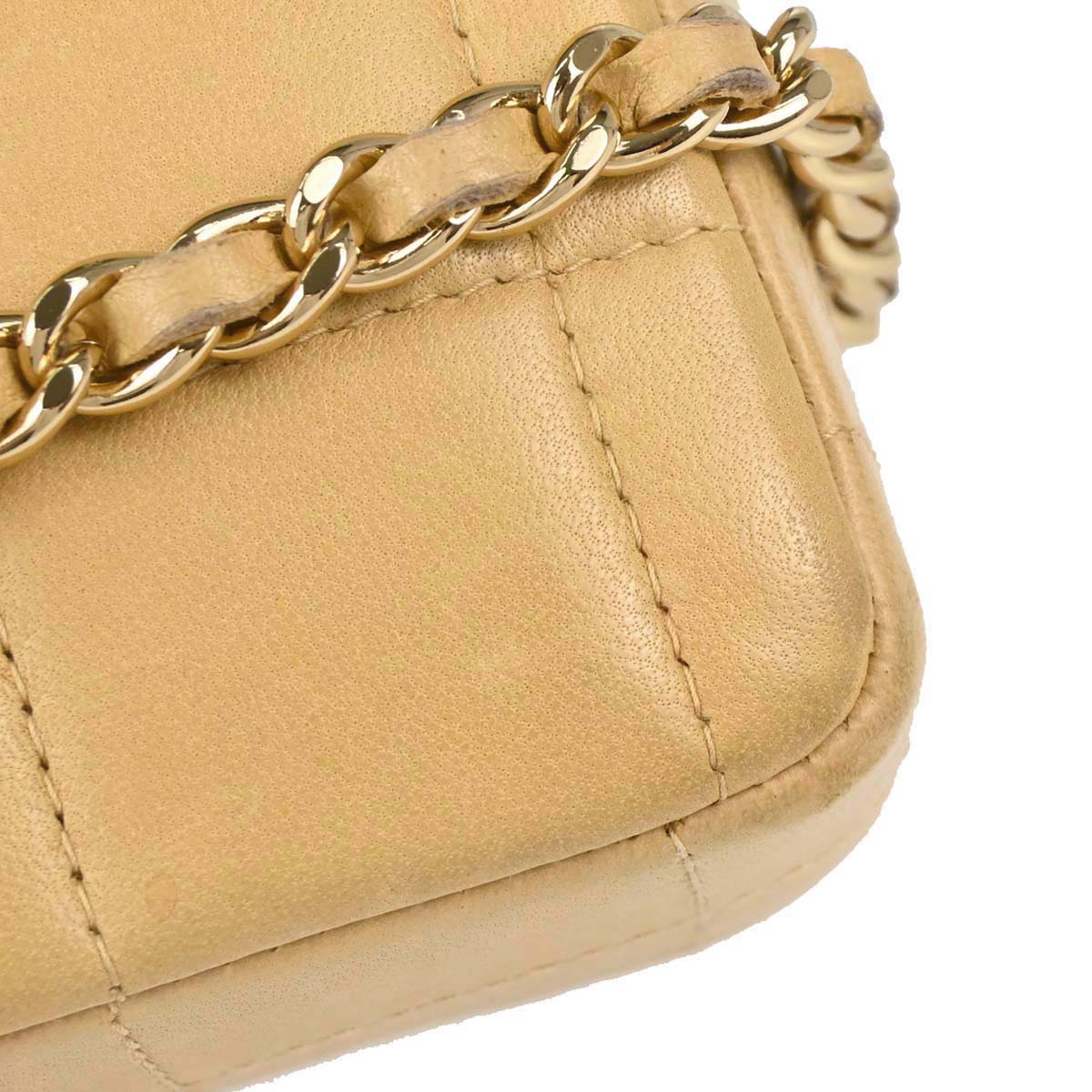 Chanel 2003-2004 Beige Lambskin Coco Bar East West Shoulder Bag