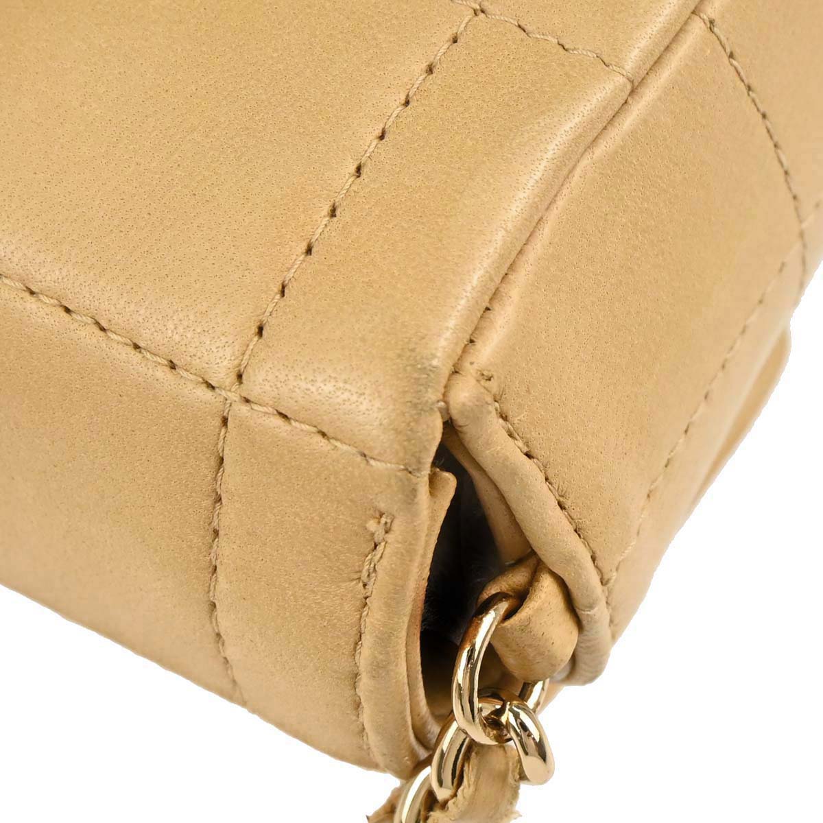 Chanel 2003-2004 Beige Lambskin Coco Bar East West Shoulder Bag