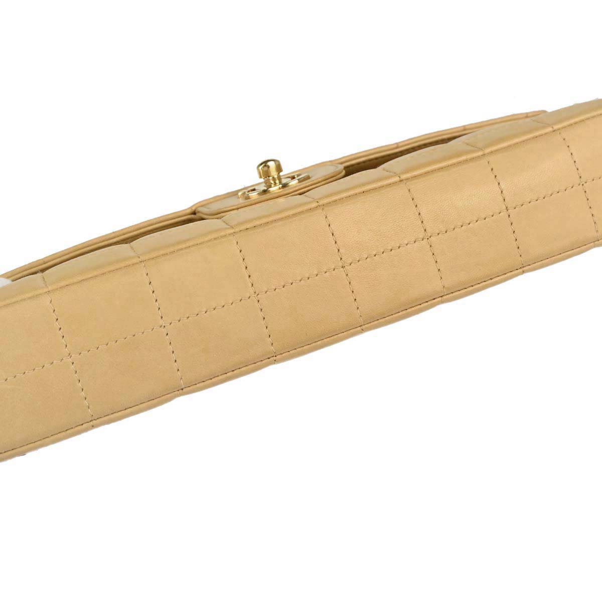 Chanel 2003-2004 Beige Lambskin Coco Bar East West Shoulder Bag