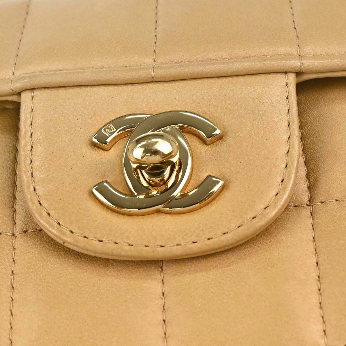 Chanel 2003-2004 Beige Lambskin Coco Bar East West Shoulder Bag