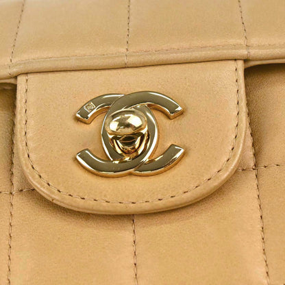 Chanel 2003-2004 Beige Lambskin Coco Bar East West Shoulder Bag