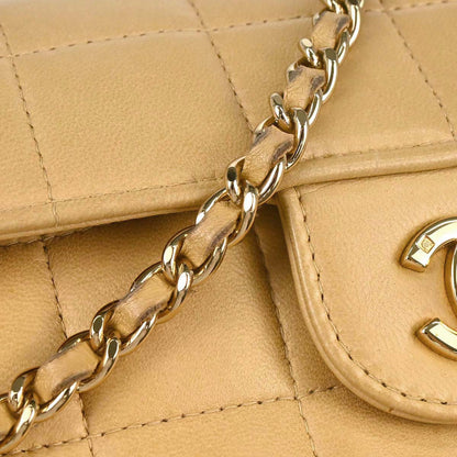 Chanel 2003-2004 Beige Lambskin Coco Bar East West Shoulder Bag