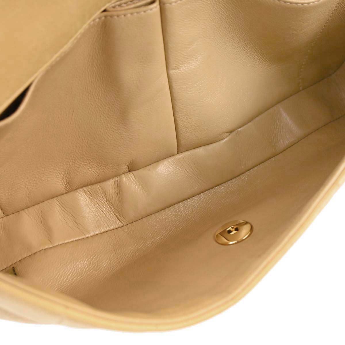 Chanel 2003-2004 Beige Lambskin Coco Bar East West Shoulder Bag