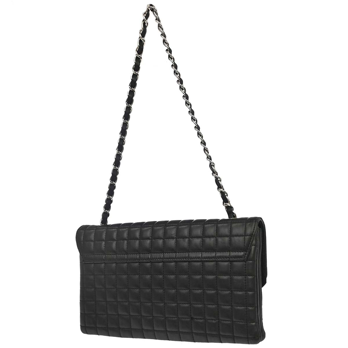 Chanel 2005-2006 Black Lambskin Choco Bar Camellia No.5 CC Clover Handbag