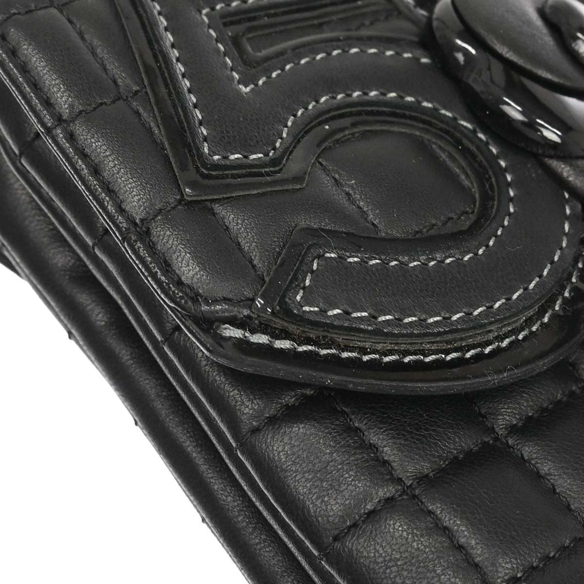 Chanel 2005-2006 Black Lambskin Choco Bar Camellia No.5 CC Clover Handbag