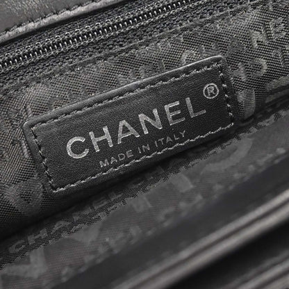 Chanel 2005-2006 Black Lambskin Choco Bar Camellia No.5 CC Clover Handbag