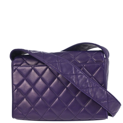 Chanel 1991-1994 Purple Lambskin Straight Flap Shoulder Bag