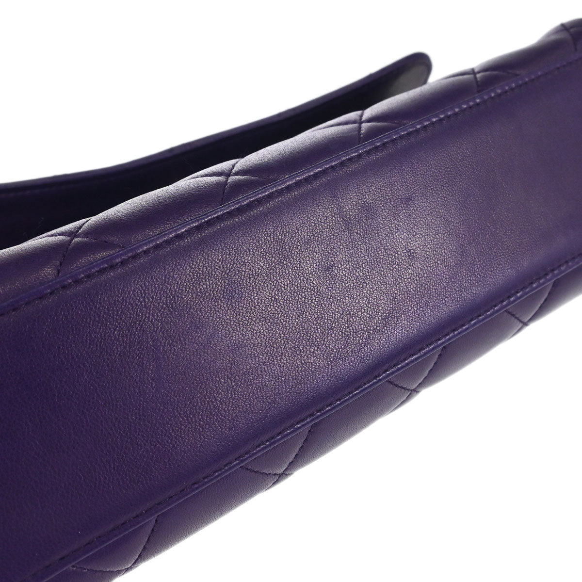 Chanel 1991-1994 Purple Lambskin Straight Flap Shoulder Bag