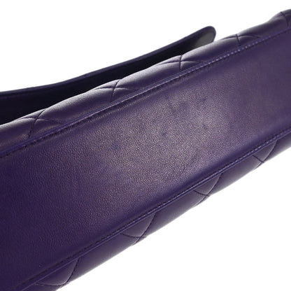 Chanel 1991-1994 Purple Lambskin Straight Flap Shoulder Bag