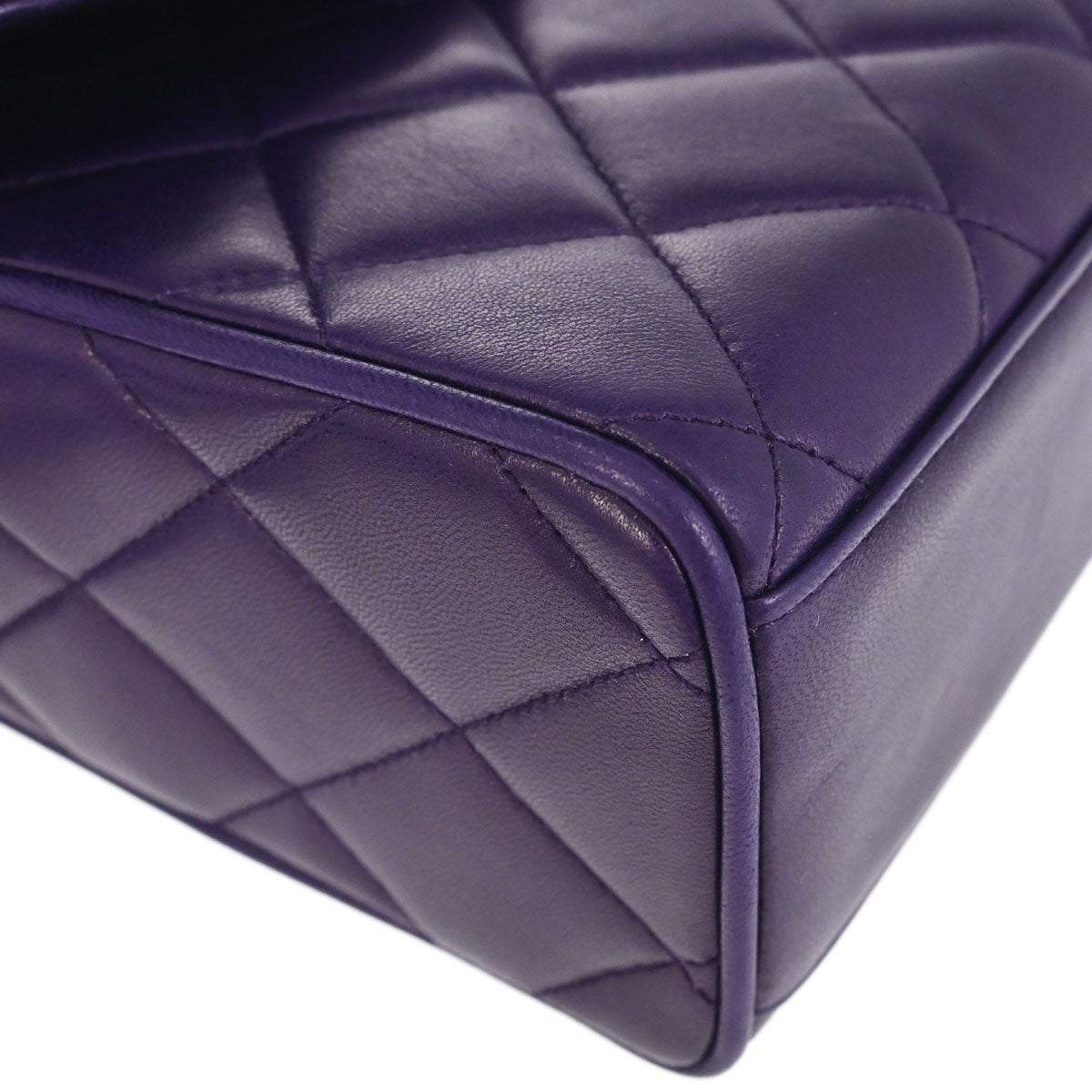 Chanel 1991-1994 Purple Lambskin Straight Flap Shoulder Bag