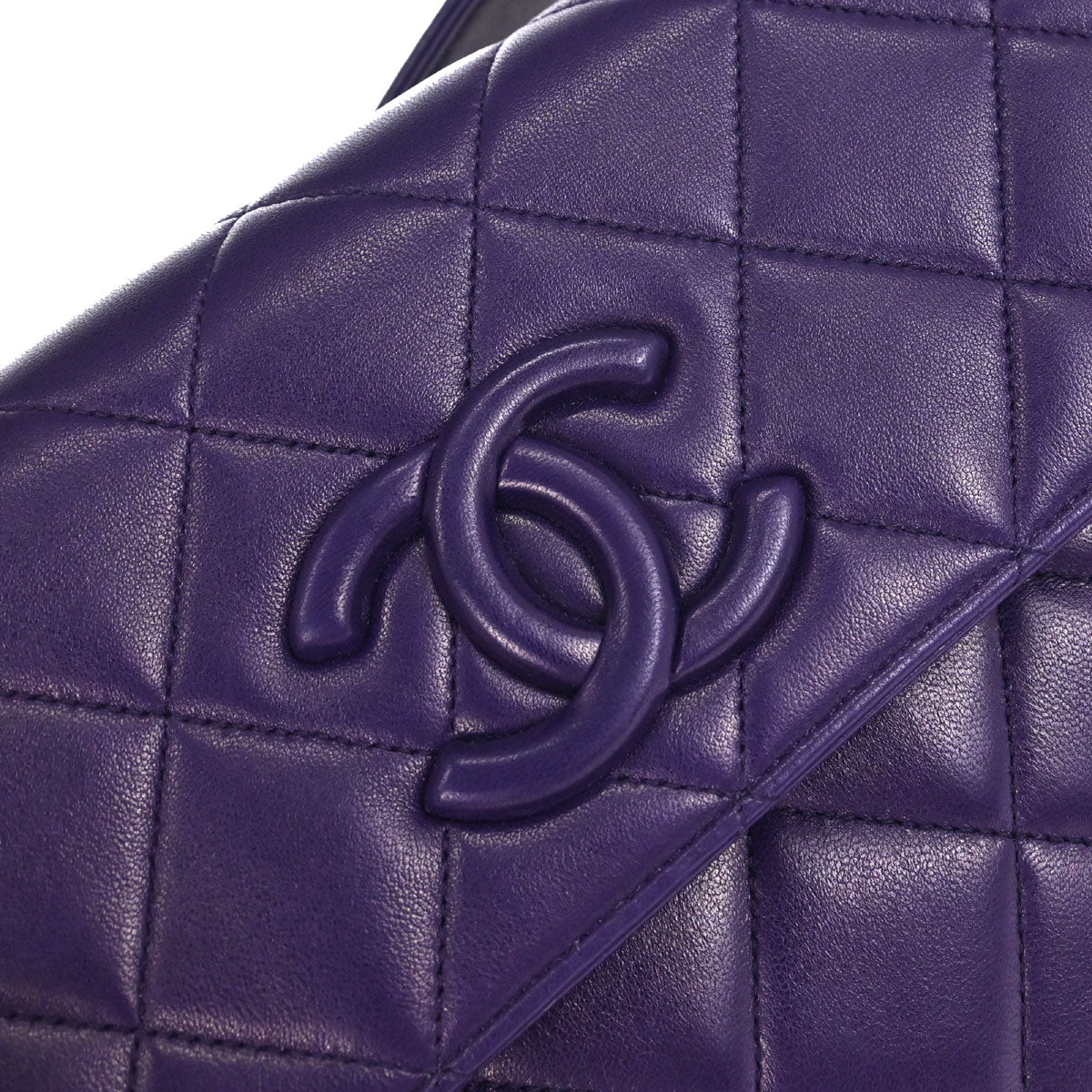 Chanel 1991-1994 Purple Lambskin Straight Flap Shoulder Bag