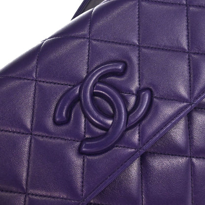 Chanel 1991-1994 Purple Lambskin Straight Flap Shoulder Bag
