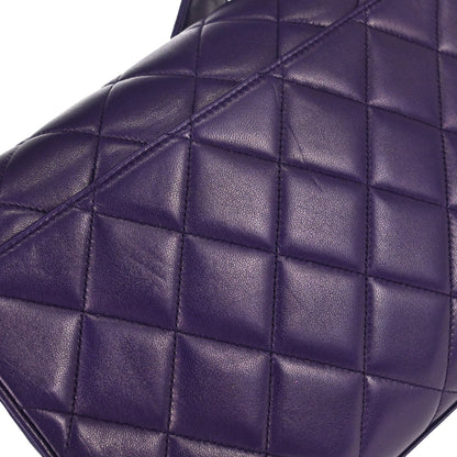 Chanel 1991-1994 Purple Lambskin Straight Flap Shoulder Bag