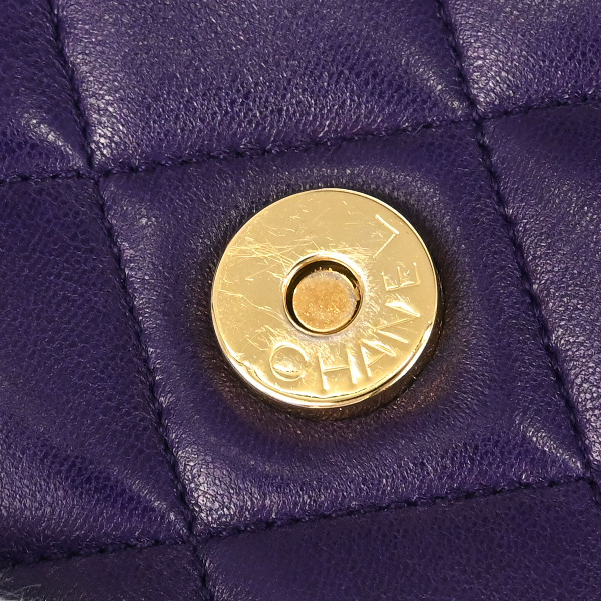 Chanel 1991-1994 Purple Lambskin Straight Flap Shoulder Bag