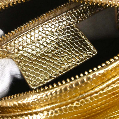 Christian Dior * Gold Lizard Lady Dior Cannage 2way Shoulder Handbag