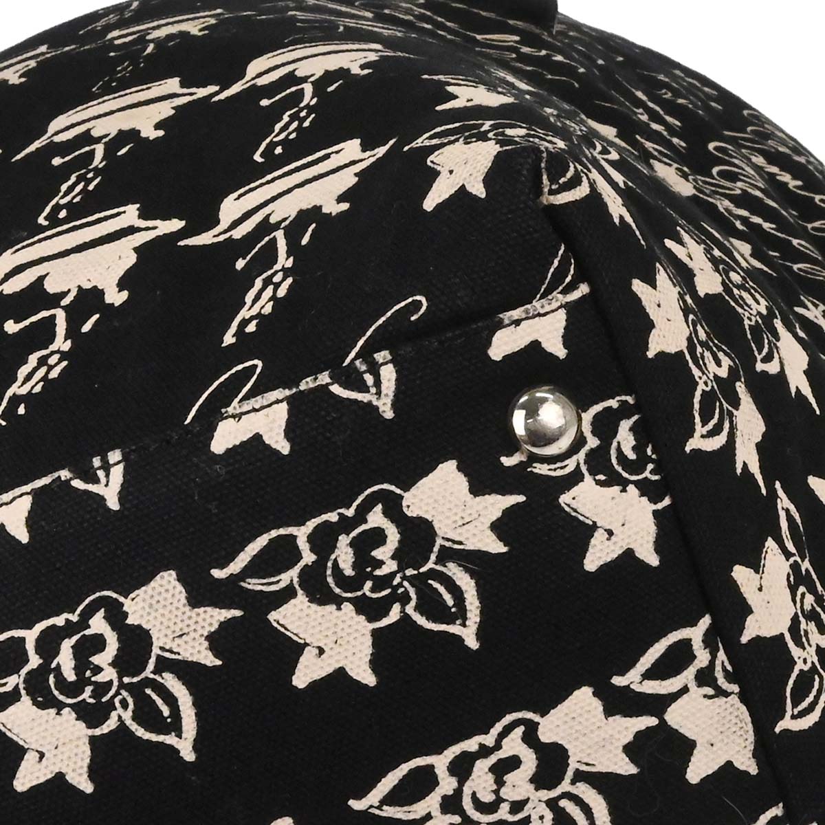 Chanel 2005-2006 Black Canvas Mademoiselle Camellia Drawstring Bucket Tote Handbag