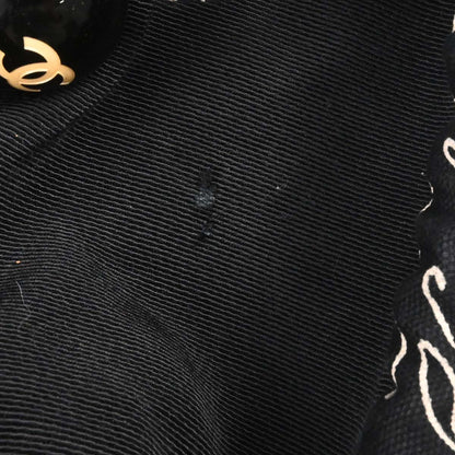 Chanel 2005-2006 Black Canvas Mademoiselle Camellia Drawstring Bucket Tote Handbag