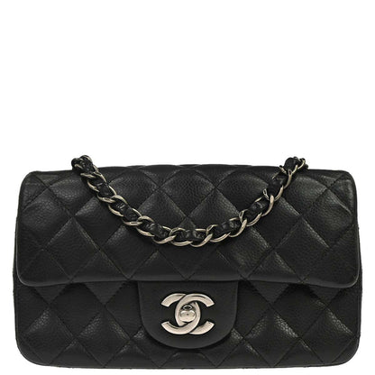 Chanel Black Caviar Skin Classic Single Flap Shoulder Bag