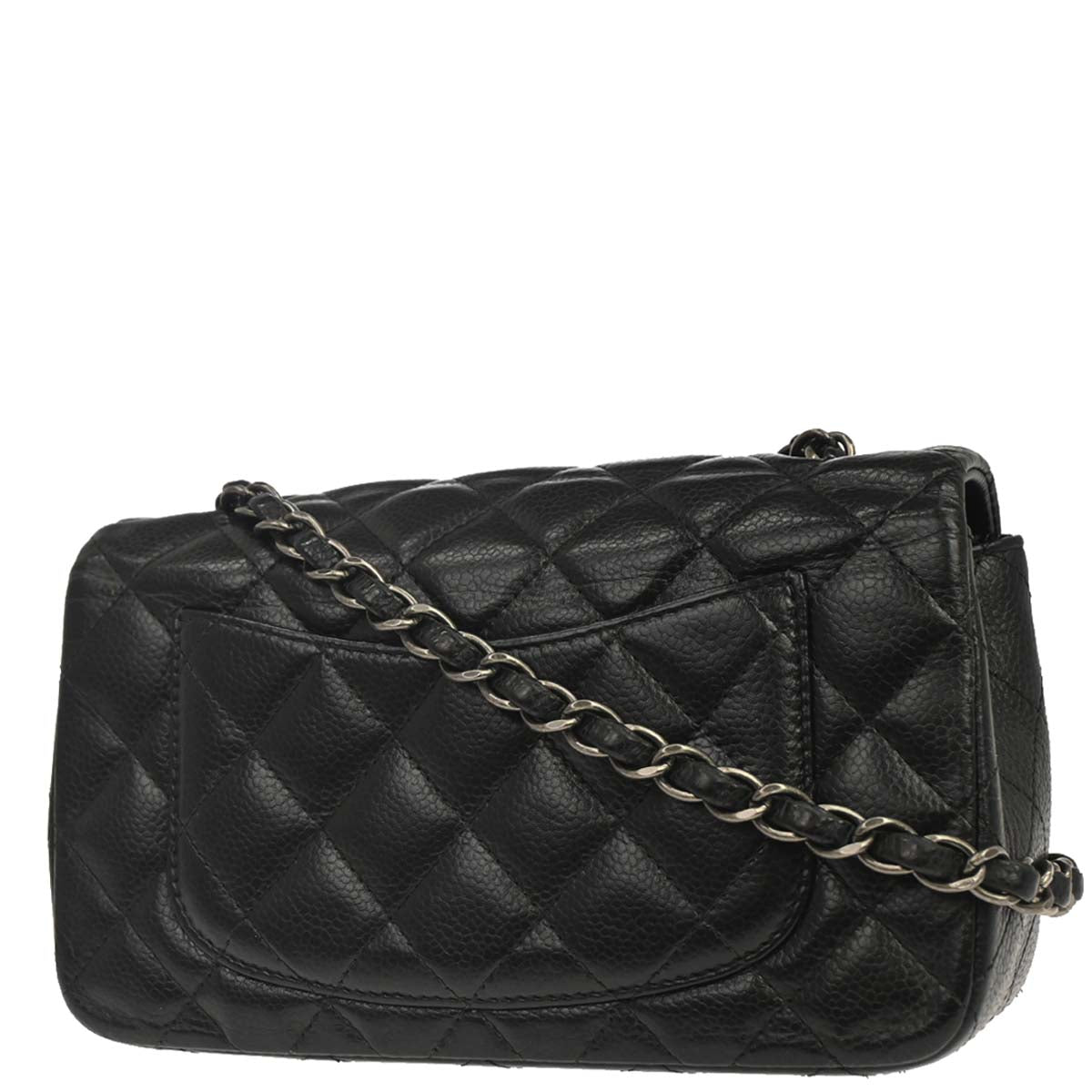Chanel Black Caviar Skin Classic Single Flap Shoulder Bag