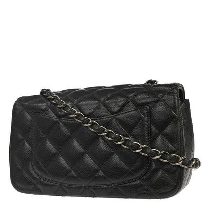 Chanel Black Caviar Skin Classic Single Flap Shoulder Bag