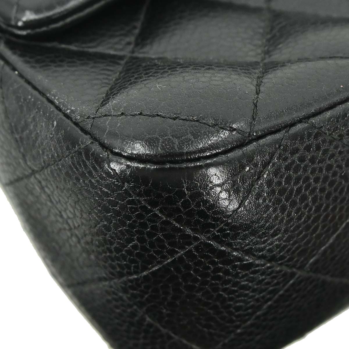 Chanel Black Caviar Skin Classic Single Flap Shoulder Bag