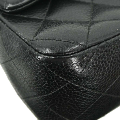 Chanel Black Caviar Skin Classic Single Flap Shoulder Bag