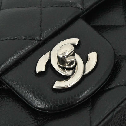 Chanel Black Caviar Skin Classic Single Flap Shoulder Bag