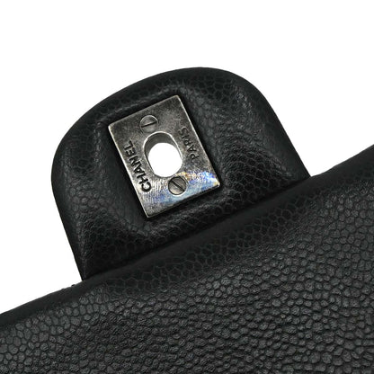 Chanel Black Caviar Skin Classic Single Flap Shoulder Bag